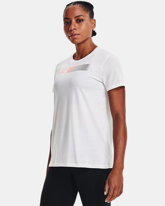Women's UA Metallic Logo T-Shirt, White, pdpMainDesktop image number 0